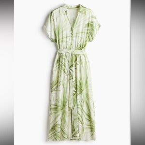 Green Palm Leaf Maxi Dress